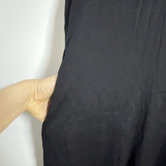 Basic Black Jumpsuit Pockets Size Small Adjustable Straps - Picture 2 of 9